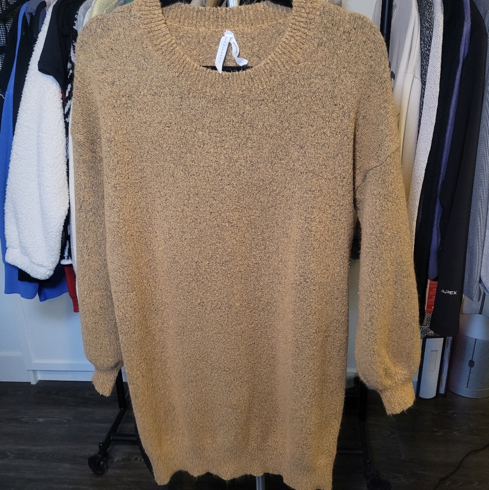 Dreamers By Debut Boucle Swester Dress in Tan Camel Sz S/M